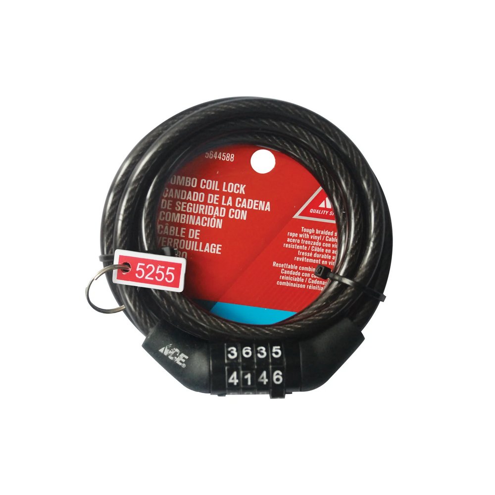 Cable de seguridad para bicicleta 4 pies con llave negro