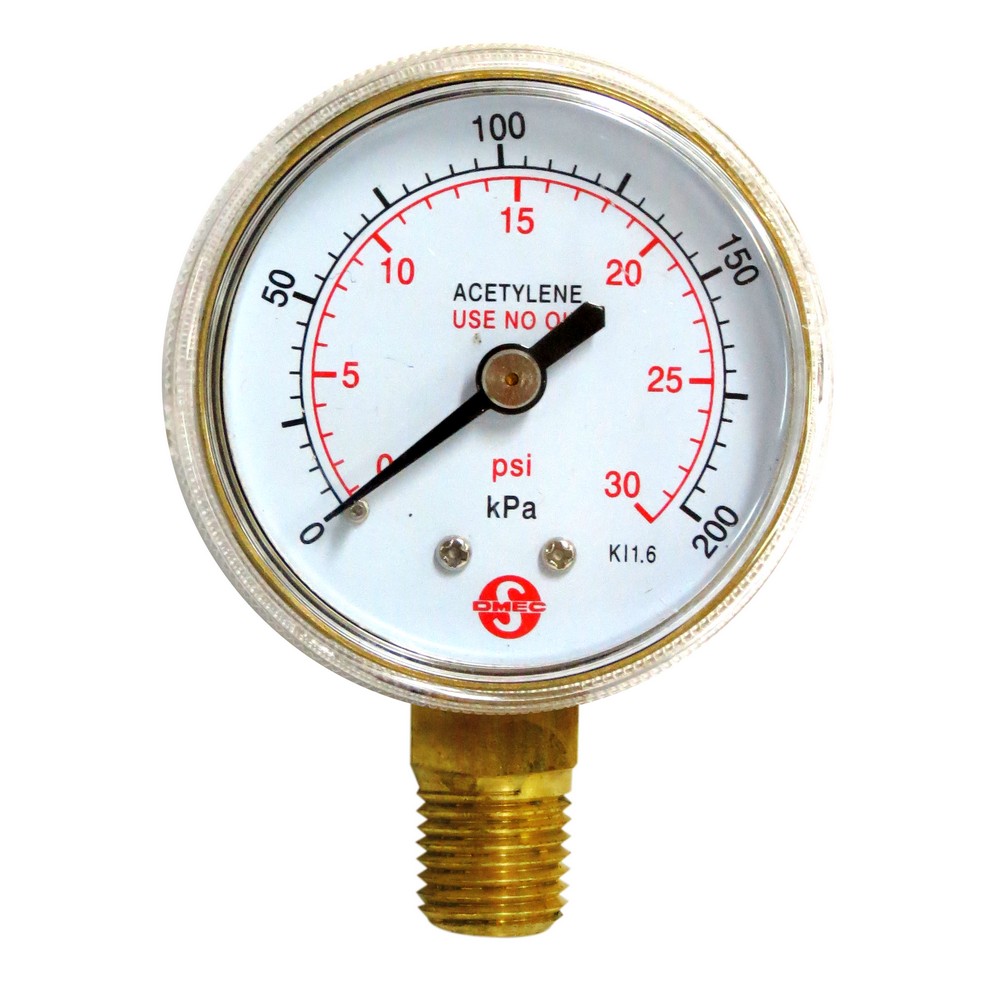 Manómetro para acetileno 30psi 2 pulg