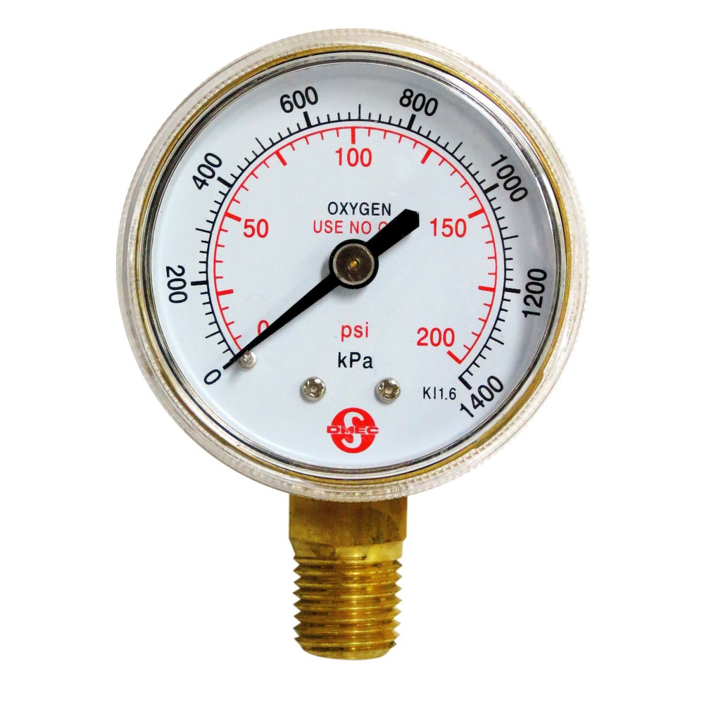 Manómetro para oxigeno 200psi 2 pulg
