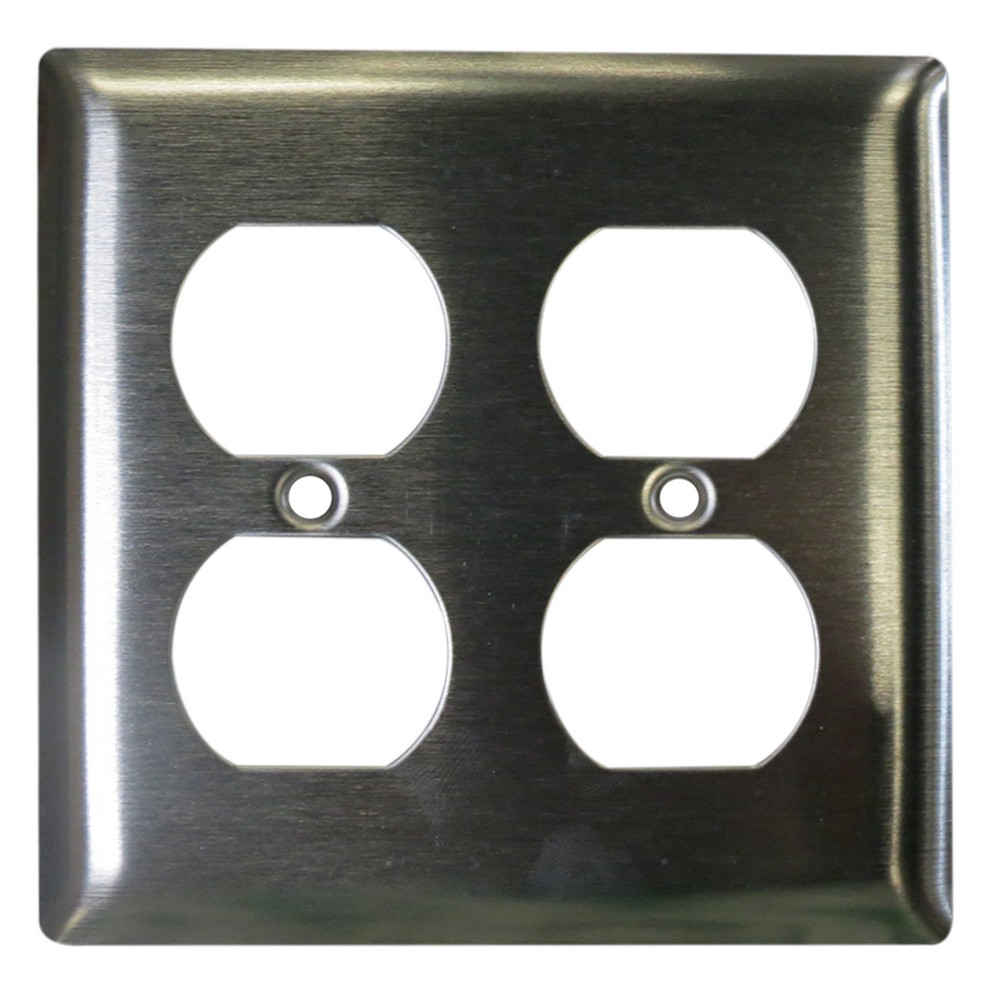 Placa para 2 toma 4x4 pulg (10.16 cm x 10.16 cm) acero inoxidable