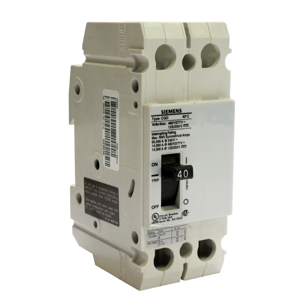 Interruptor termomagnetico 40a 2 polos 480vac us2:cqd240