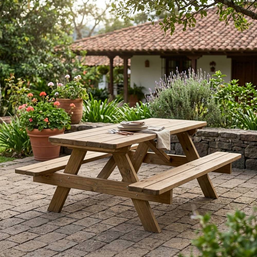 Mesa de madera picnic 6 pies