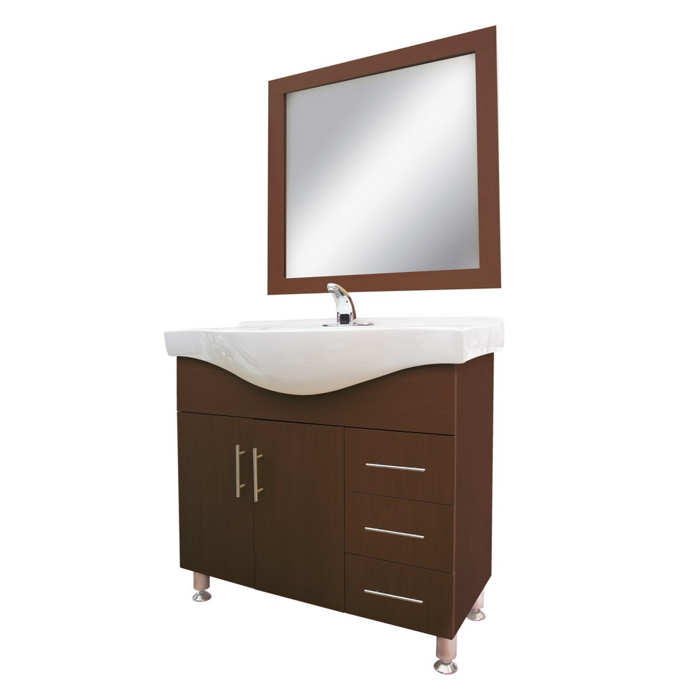 Gabinete con lavamanos y espejo color madera de 90 x 50 x 87 cm