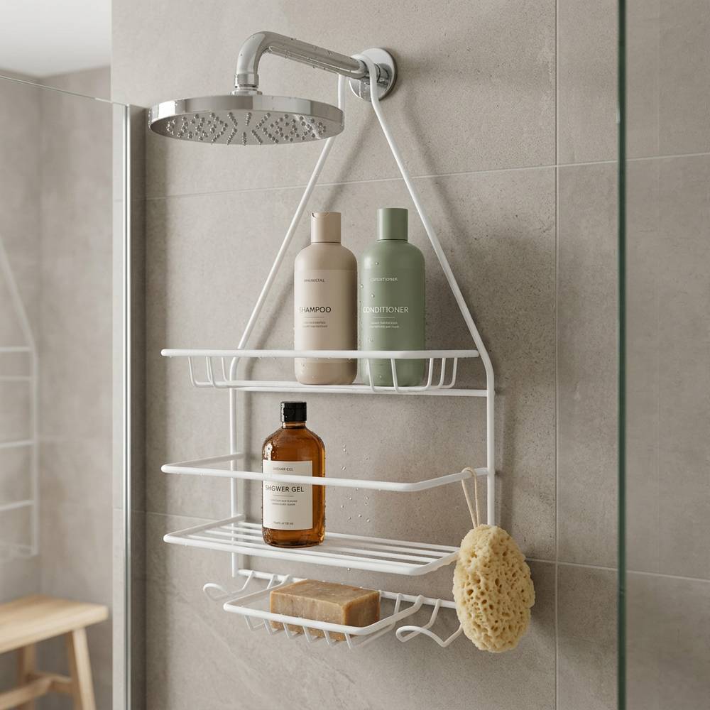 Organizador para ducha metalico blanco
