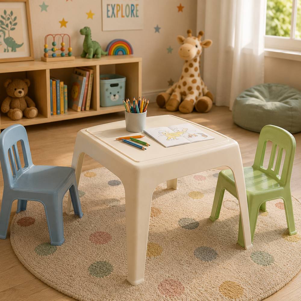 Mesa plastica rectangular para chaise longue