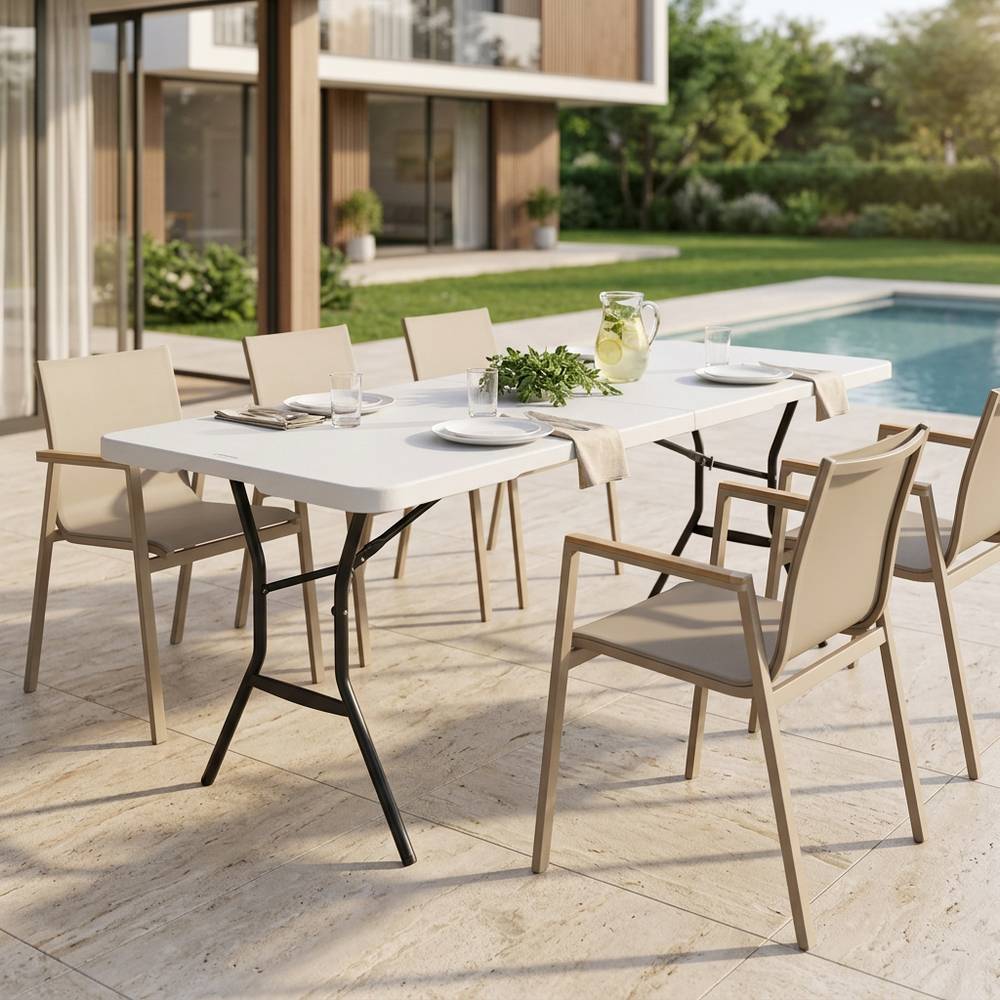 Mesa plastica plegable articulada 6 pies