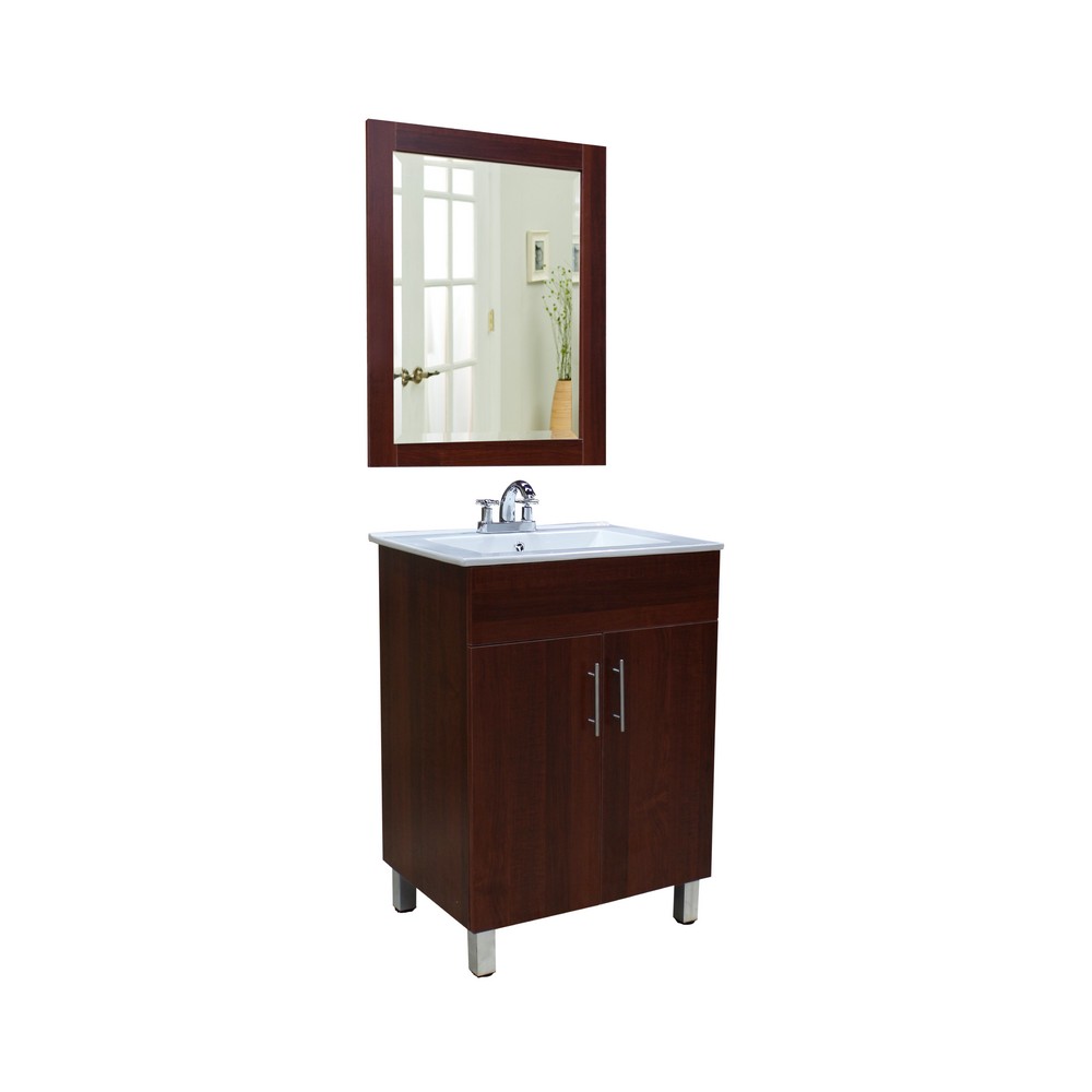 Gabinete con lavamanos y espejo color madera de 60 x 46.5 x 87 cm