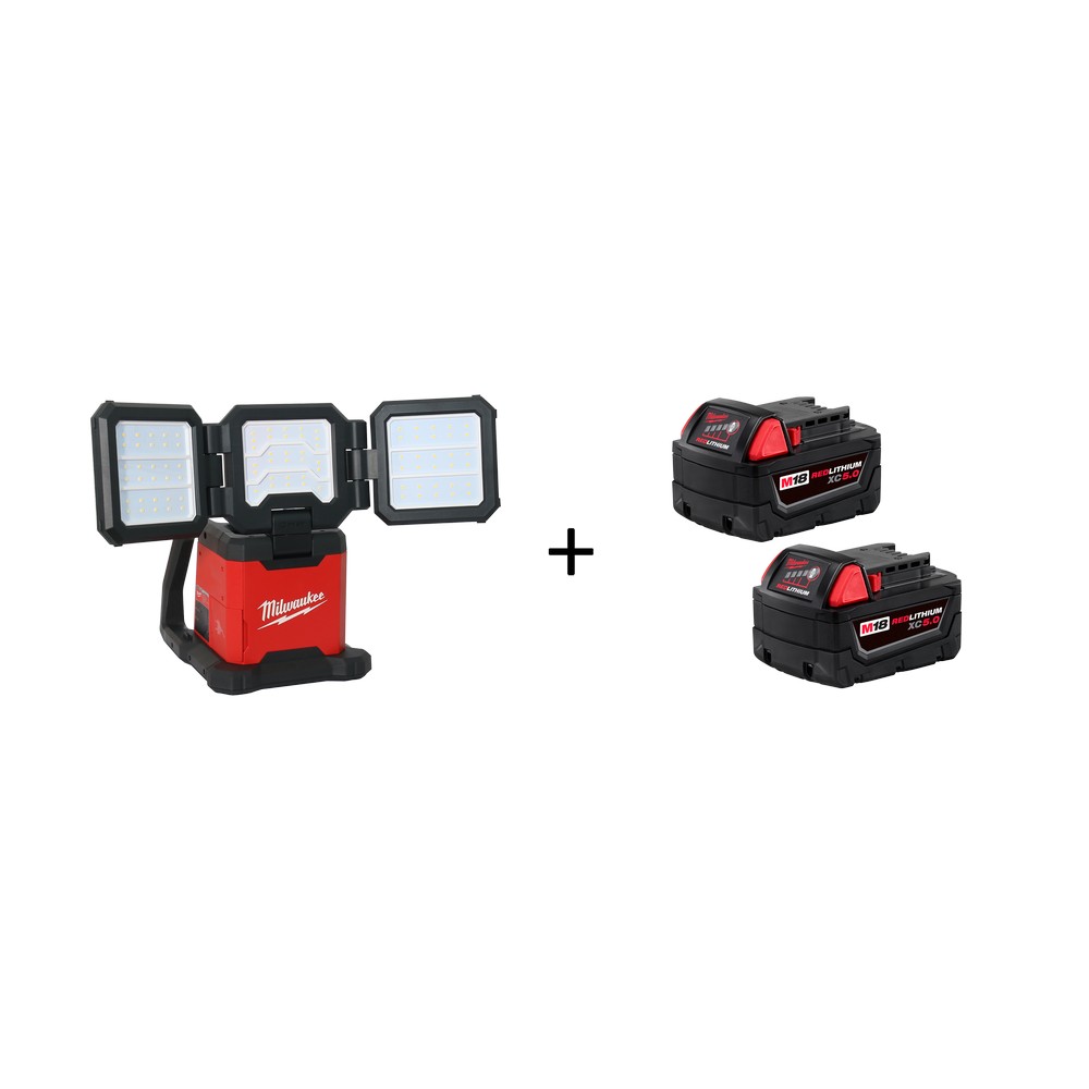 Kit - juego de baterias 5ah 18v + lampara de trabajo 4500lm