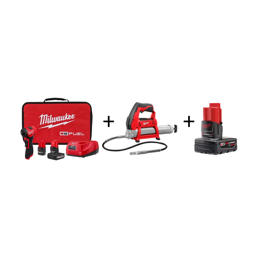 Kit - llave de impacto 1/4" + engrasadora 12v + bateria 4ah 12v
