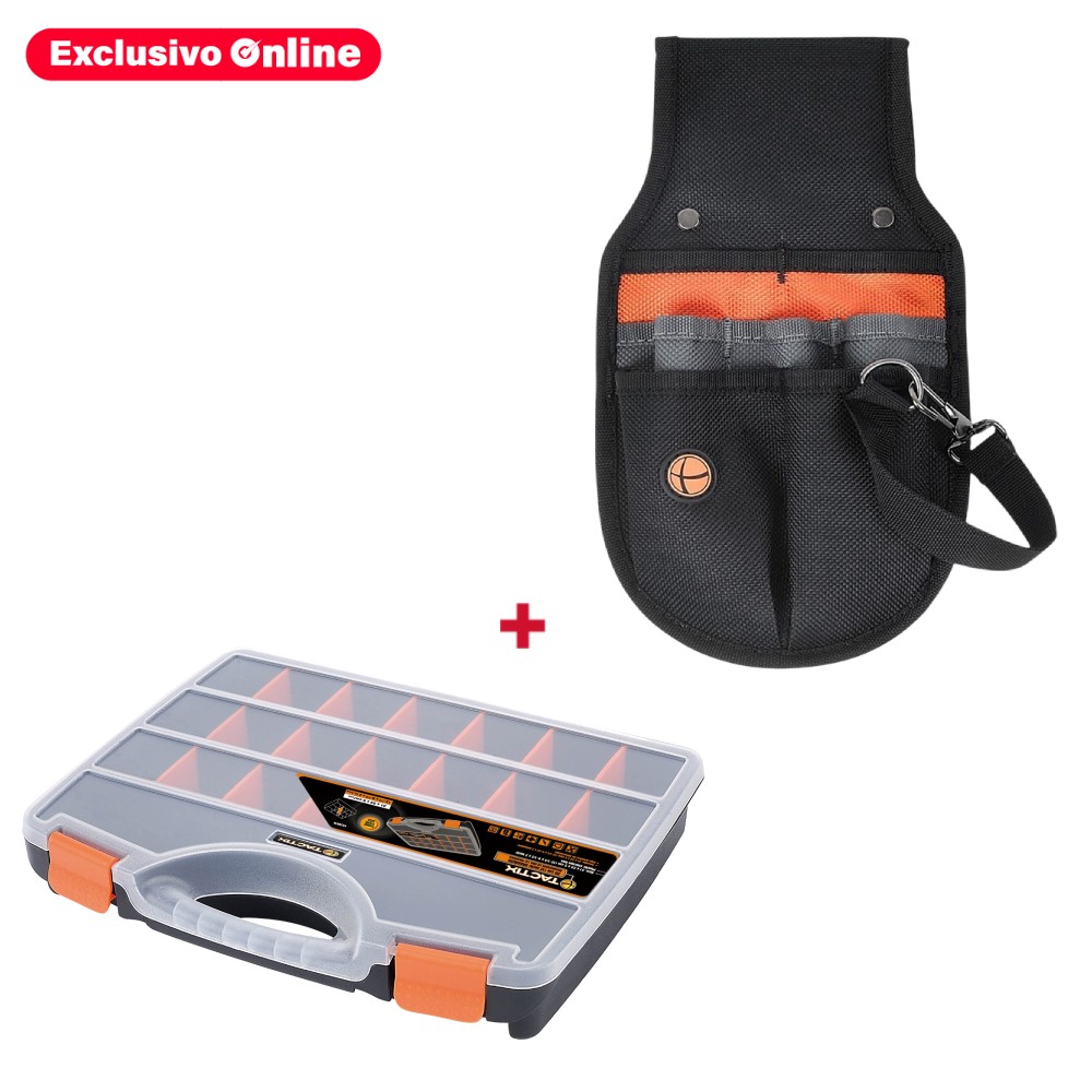 Kit - bolso porta herramientas 7 bolsas + organizador plastico 21 espacio