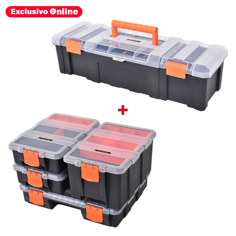 Kit - juego de organizadores + caja plastica para herramientas 18"